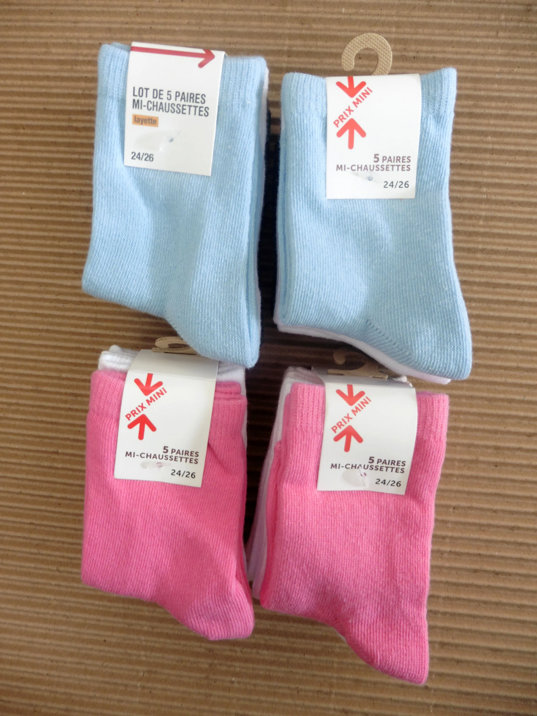 4 lots de 5 paires de chaussettes layette 24/26